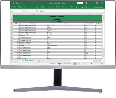 Software para projetos de gás: geração lista materiais