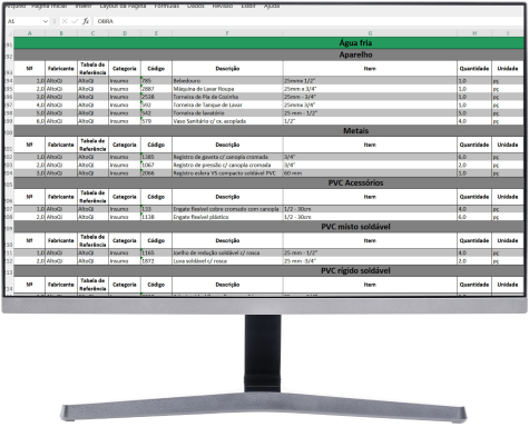 Software para projetos hidrossanitários: memorial descritivo lista materiais